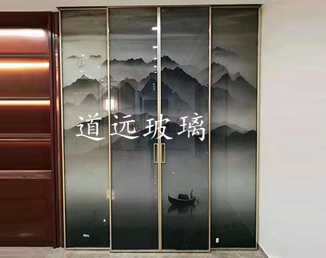夾絲山水畫玻璃013